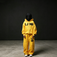Ensemble de survêtement d'hiver en molleton de haute qualité personnalisé, 100% coton, lourd, respirant, streetwear surdimensionné, ensemble de sweat-shirt à fermeture éclair intégrale pour homme