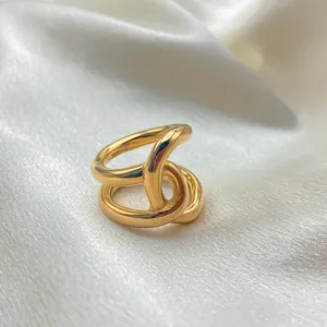 <span class=keywords><strong>Кольцо</strong></span> eManco Creative Weave Cross Open Ring Bow, простое <span class=keywords><strong>металлическое</strong></span> <span class=keywords><strong>кольцо</strong></span> <span class=keywords><strong>для</strong></span> женщин из нержавеющей стали с золотым покрытием, модные ювелирные украшения. - Product Image 4