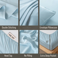 Parure de draps 4 pièces en microfibre tissée, moderne et personnalisable, pour le marché américain, rafraîchissante pour l'été, 300 fils, écologique, durable et respirante