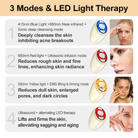Brosse faciale en silicone de qualité professionnelle ODM/OEM avec dispositif d'infusion ultrasonique et lumière jaune 590 nm pour l'éclat de la peau