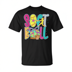 T-shirt Coquette Bow Game Day pour filles, Softball Vibes - Product Image 2