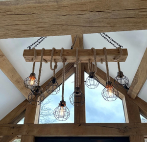 Tuyệt đẹp mộc mạc rắn khai hoang bằng gỗ chùm trần ánh sáng cạnh tranh Trần dầm với mặt dây chuyền dây thừng và đen mộc mạc lồng - Product Image 2