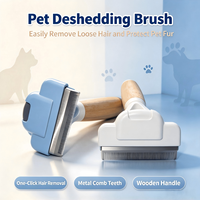 Brosse à poils pour animaux de compagnie avec manche en bois, peigne en acier inoxydable pour chiens et chats, élimine les poils lâches et le sous-poil