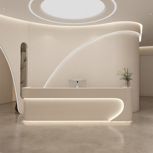 Comptoir de réception incurvé moderne, sur mesure, pour salon de beauté, hall d'hôtel - Product Image 1