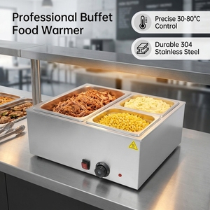 Bain-marie en acier inoxydable, chauffe-plats commercial à compartiment unique, chauffe-plats électrique pour restaurant et restauration - Product Image 4