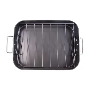 Xinze Carbon Steel Turkey Roasting Baking Pan Non-Stick Roasting Baking Pan With Rack For Oven