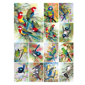 Pintura diamante Australiano Red-Rumped Parrot 5D Diy Diamante Bordado Pássaros Amarelos Quadrado Completo Redondo Mosaico Pintura Kits