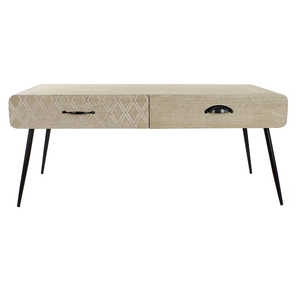 Table basse en MDF Paulownia 100x52x72 avec tiroirs - Product Image 3