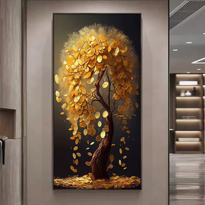 Hiện đại sang trọng trừu tượng cây vàng tường nghệ thuật cảnh quan nhà nghệ thuật hiên nhà kính treo pha lê sứ sơn vải trang trí nội thất - Product Image 6