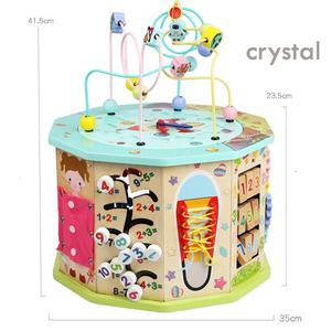 Boîte à trésors en bois multifonctionnelle en cristal, cube d'activités Montessori, labyrinthe de perles éducatif, jouet d'éveil pour les enfants de 3 à 5 ans - Product Image 3