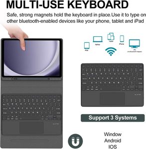<span class=keywords><strong>Slim</strong></span> Folio Bìa Từ Có Thể Tháo Rời Trackpad Bàn Phím Không Dây Trường Hợp Đối Với <span class=keywords><strong>Samsung</strong></span> Galaxy Tab A11 Cộng Với 2025 A9 Cộng Với 11Inch 2023 - Product Image 2