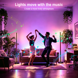 Nouvelle Lampe d'Angle LED RGBIC Intelligente 2026 avec Application et Télécommande, Synchronisation Musicale, Changement Dynamique de Couleurs, Lampe de Sol d'Angle pour Gaming - Product Image 5