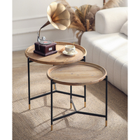 Neue Wohnzimmer möbel Vintage antike rustikale Kunst Holz Home Side Couch tisch mit Metall beinen