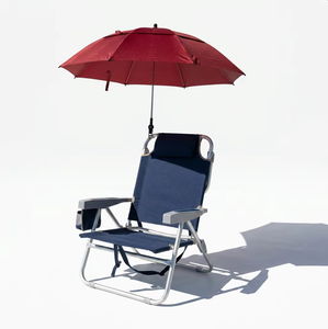 Silla de Playa con Toldo, 5 Posiciones Reclinables, Ligera, Portátil, <span class=keywords><strong>Plegable</strong></span>, con Doble Capa de Sombra para Exteriores, Patio y Jardín - Product Image 2