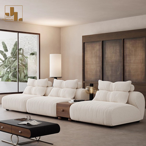 Sofá modular de lujo para sala de estar, moderno y sencillo, para Hotel, Villa, marco de madera, juego de sofás cómodos de tela blanca, muebles - Product Image 1