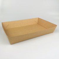Plateau en papier Kraft, emballage à emporter, carte de puce gobelet à cannelure F, plateau en papier ondulé, 500 pièces