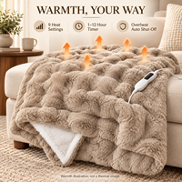 Plaid chauffant lavable 50*60 pouces, double couche, en fausse fourrure de lapin, 9 niveaux de chauffage, protection contre la surchauffe