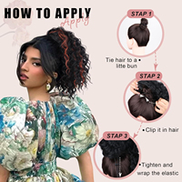 Synthétique 10 pouces de Long crépus bouclés queue de cheval cordon Clip dans l'extension de cheveux bouffée Afro noir marron postiche pour les femmes