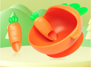 Children's Carrot Bowl Spoon Food Grade Mother and Baby Suction Cup Eating Complementary Food Bow - Product Image 2