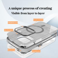 Coques de téléphone portable magnétiques colorées en TPU pour 15 Pro Max avec support de cadre d'appareil photo et protection d'appareil photo