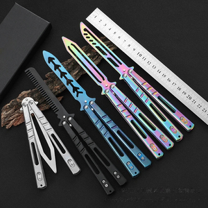 Butterfly Knife Training Blade Folding Han Sword Colored Titanium Comb <b>AB</b> Siren Outdoor Detachable Practice Butterfly Knife - Product Image 3
