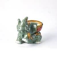 Pot Bunga Keramik Vintage Motif Gajah Warna dan Ukuran Sesuai Pesanan, Tahan Lama untuk Taman dan Rumah, Kreatif untuk Hidroponik dan Tanaman Bambu Keberuntungan, OEM