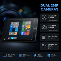 Tablet Genggam Windows 11 8 Inci 300g Intel Atom IPS Touch 1280x800 Kamera Ganda Micro HDMI WiFi BT SIM untuk Penggunaan Lapangan