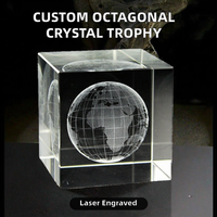 Trophée carré en cristal sur mesure, imprimé UV, gravure laser DIY, gravure interne, thème ange, logo sculpté, emballé dans une boîte cadeau