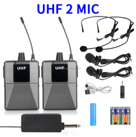 Microphone Professionnel Sans Fil UHF, Microphone-Casque Sans Fil UHF, Micro-Cravate Avec Émetteur de Poche et Récepteur Rechargeable