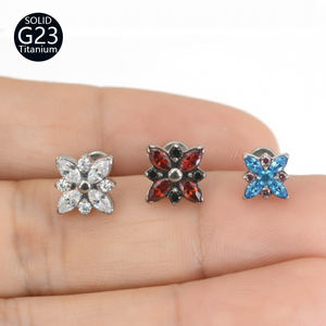 G23 Titanium 16G Hoge Kwaliteit Intern Gedraaide Draad Verschillende Kleuren CZ Inlay Oorknopjes Lobe Helix Tragus Vrouwen Body Piercing Sieraden - Product Image 3