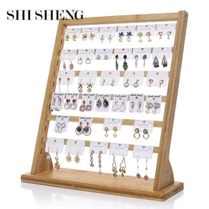 Jewelry Display Rack With 20 Hooks Jewelry Tower Necklaces Keychain Stand Custom Wooden Earring Card Holder