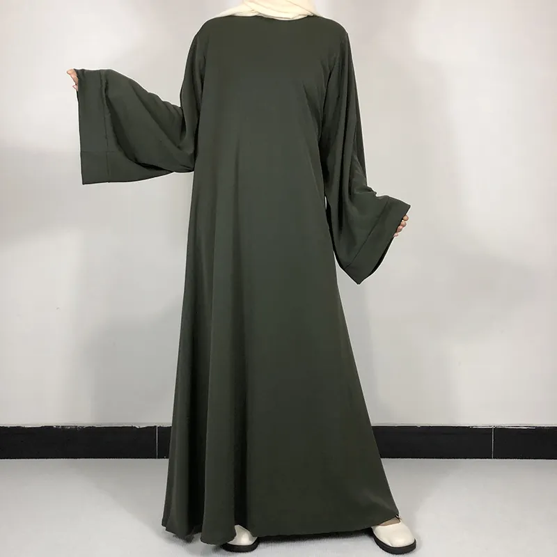 Abaya 도매 이슬람 의류 터키 솔리드 이슬람 긴 착용 벨트 Nida 드레스 여성 두바이 Abaya