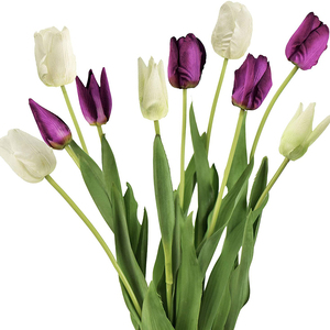 INUNION alta calidad PU Faux tulipán flores púrpura flores artificiales Real Touch tulipán para Decoración - Product Image 3