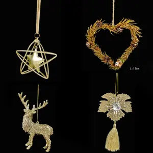 Plastic crafts Glitter Animal Reindeer hanging Christmas Decoration Supplier