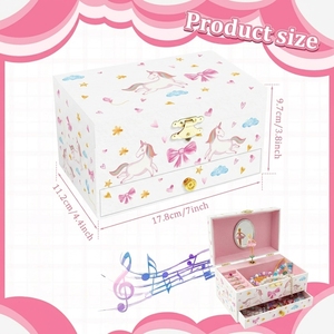 Caja de Música de Madera de Lujo con Manivela, Diseño de Unicornio, Adorno en Miniatura, Regalo de Cumpleaños Portátil, Logotipo Personalizado para Niños - Product Image 1