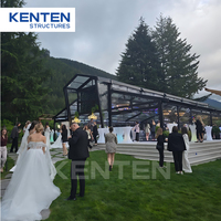 Tente de réception de luxe KENTEN USA Project Outdoor, structure noire, verre, pour fêtes, mariages, événements, tente commerciale en aluminium transparente, type atrium.