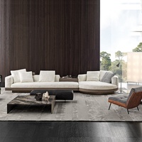 Canapé d'angle minimaliste italien en forme de U pour salon, structure en bois massif, revêtement en coton, canapé d'angle haut de gamme, grand luxe léger