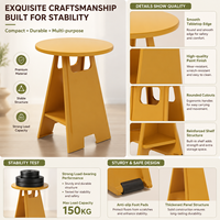 Table basse design en forme de panneau de signalisation, plateau rond avec étagère pour salon, table basse originale