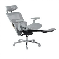 Chaise de bureau ergonomique Henglin en maille avec appui-tête 2D, accoudoirs 5D, vérin à gaz à 4 niveaux et roulettes silencieuses