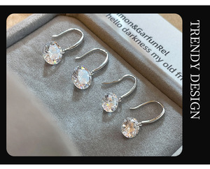 925 Sterling <b>Silver</b> Rhodium Plated Round Cut Zircon <b>Stud</b> <b>Earrings</b> Dainty Trendy GDTC Certified Gift for Women - Product Image 2