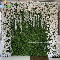 Panneau de fond de mur de fleurs en tissu 3D personnalisé, décoration de mariage à domicile, rouge bordeaux, mur de fleurs artificielles en soie rose avec fermeture éclair