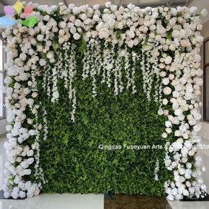 Panneau de fond de mur de fleurs en tissu 3D personnalisé, décoration de mariage à domicile, rouge <span class=keywords><strong>bordeaux</strong></span>, mur de fleurs artificielles en soie rose avec fermeture éclair - Product Image 6