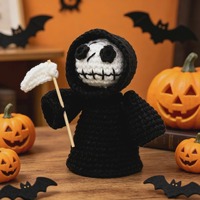 Poupée Fantôme Grim Reaper au Crochet Très Vendue, Jouet Tricoté à la Main pour Halloween, Décoration et Cadeau