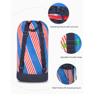 Ba lô polyester bền với dây đeo vai và túi lưới dây rút túi giặt để thuận tiện như một giỏ - Product Image 6