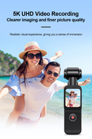 Mini caméra portable de sport de poche 3-en-1 sans fil haute définition 4K avec cardan rotatif anti-tremblement pour enregistrement sportif en extérieur