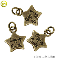 Pendentif porte-clés personnalisé avec logo gravé, accessoire bijou en métal antique en forme d'étoile, breloque nominative, étiquettes en cuir DIY pour la personnalisation de bijoux