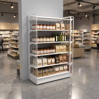 Étagères de magasin modulaires tendance à 5 niveaux, simple face, robustes, en métal, avec revêtement en poudre époxy