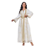 Ensemble Abaya de Luxe 2 Pièces en Dentelle Perlée pour Femme – Robe Longue Modeste Style Dubaï