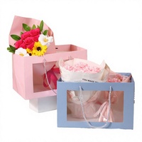 Sac en papier recyclable pour fleurs avec fenêtre transparente pour l'exposition de bouquets