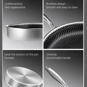 New Arrival 18/8 thép không gỉ nấu ăn Pan Frying chảo không dính nhà bếp tổ ong Frying Pan - Product Image 4